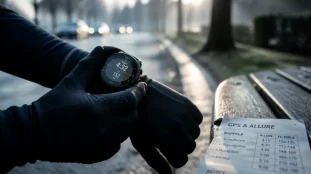 Comparatif montre running : montre GPS sur trottoir