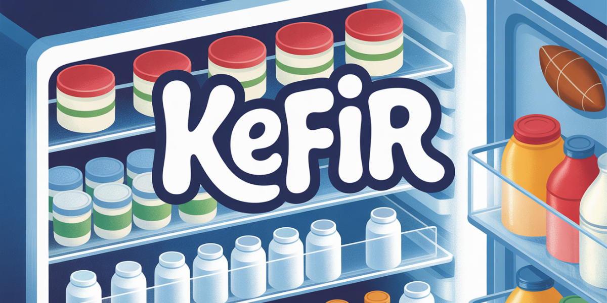 Bocaux de kefir au frigo avec accessoires sportifs