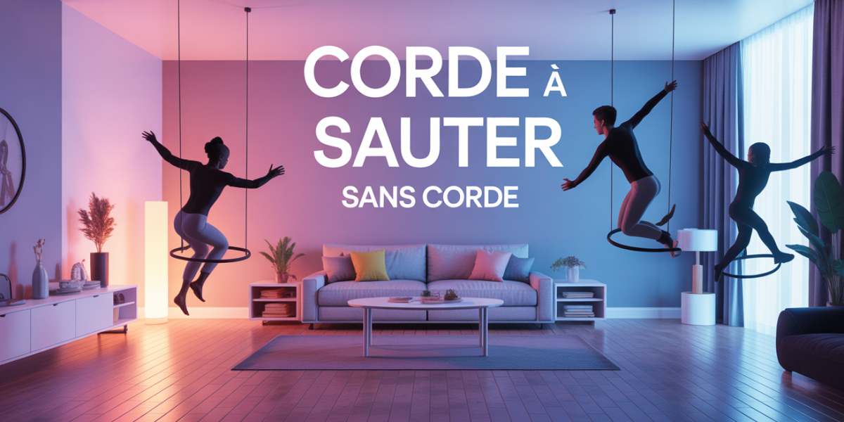 groupe de personnes sautant avec corde a sauter sans corde en appartement