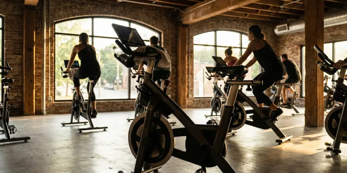 Espace fitness lumineux avec bike erg sportifs
