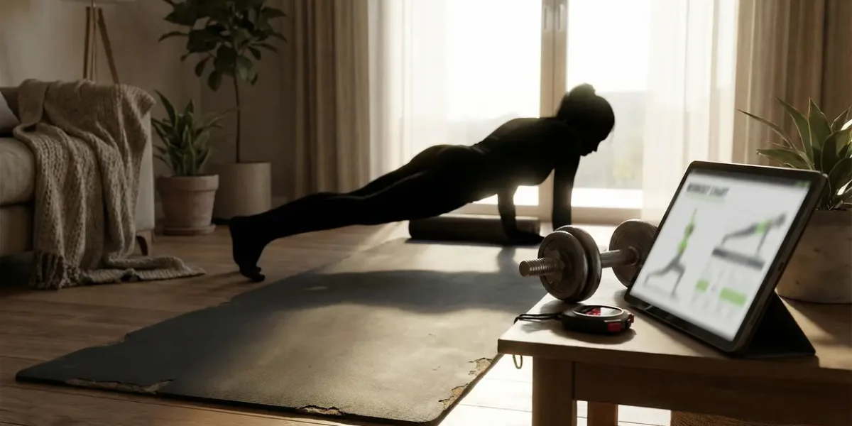 tapis fitness planche haltères suivi entraînement