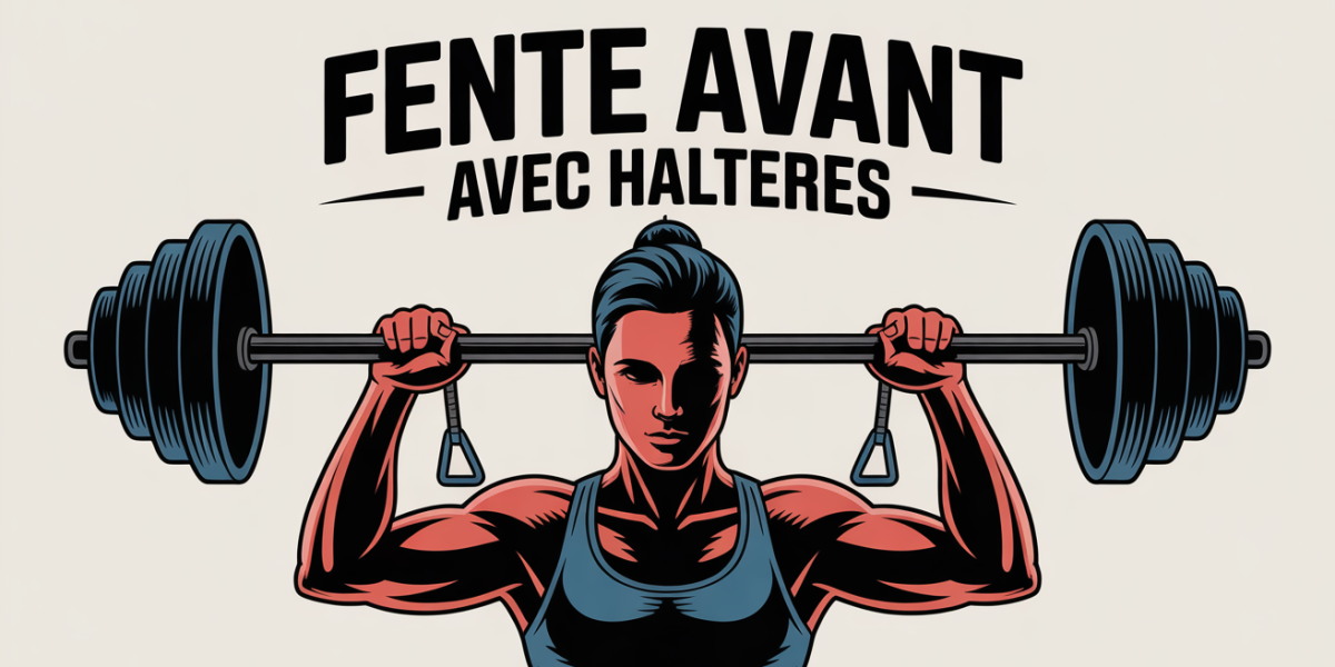 Exercice fente avant haltères silhouette vue de face