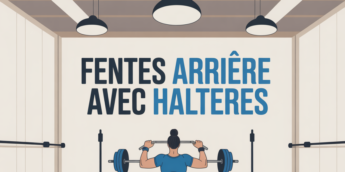 Personne debout effectuant fentes arriere avec halteres dans salle de sport