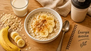 Bol de flocons d'avoine musculation : porridge énergie stable