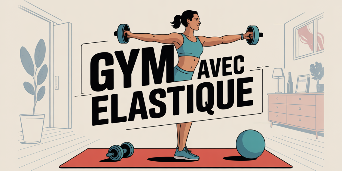 personne gym avec elastique sur tapis en interieur