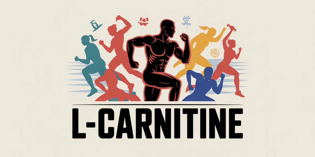 Athlète et silhouettes dynamiques autour du titre L-carnitine