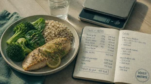 Maigrir vite et bien : repas équilibré et carnet de déficit 500 kcal