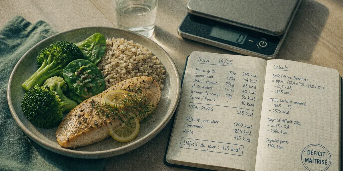 Maigrir vite et bien : repas équilibré et carnet de déficit 500 kcal