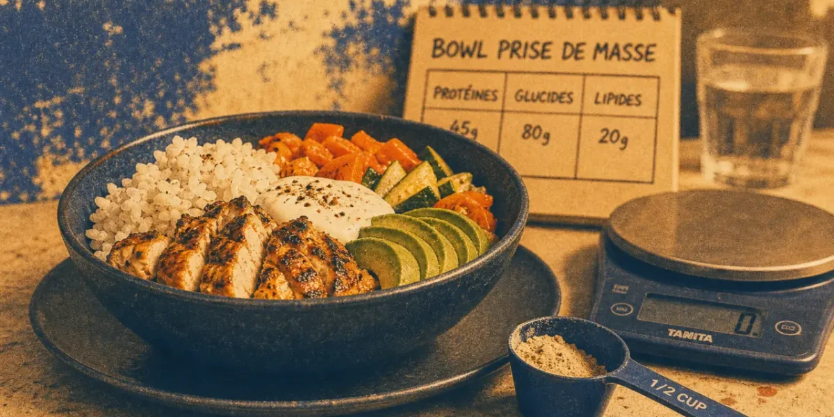 Manger prise de masse : bowl protéines pour surplus 300-500 kcal