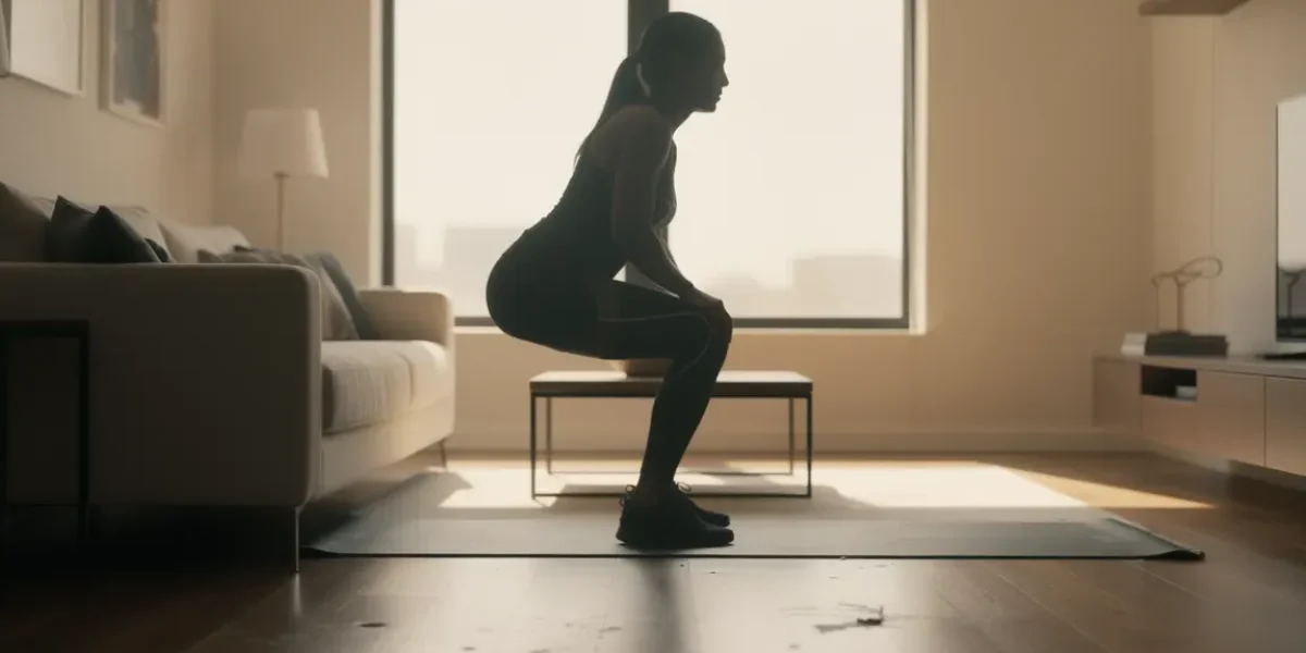 Exécution du squat musculation jambes maison sans matériel