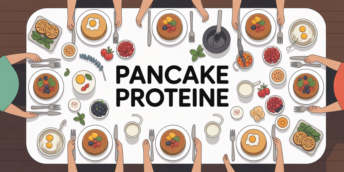 table petit dejeuner healthy pancakes proteine fruits