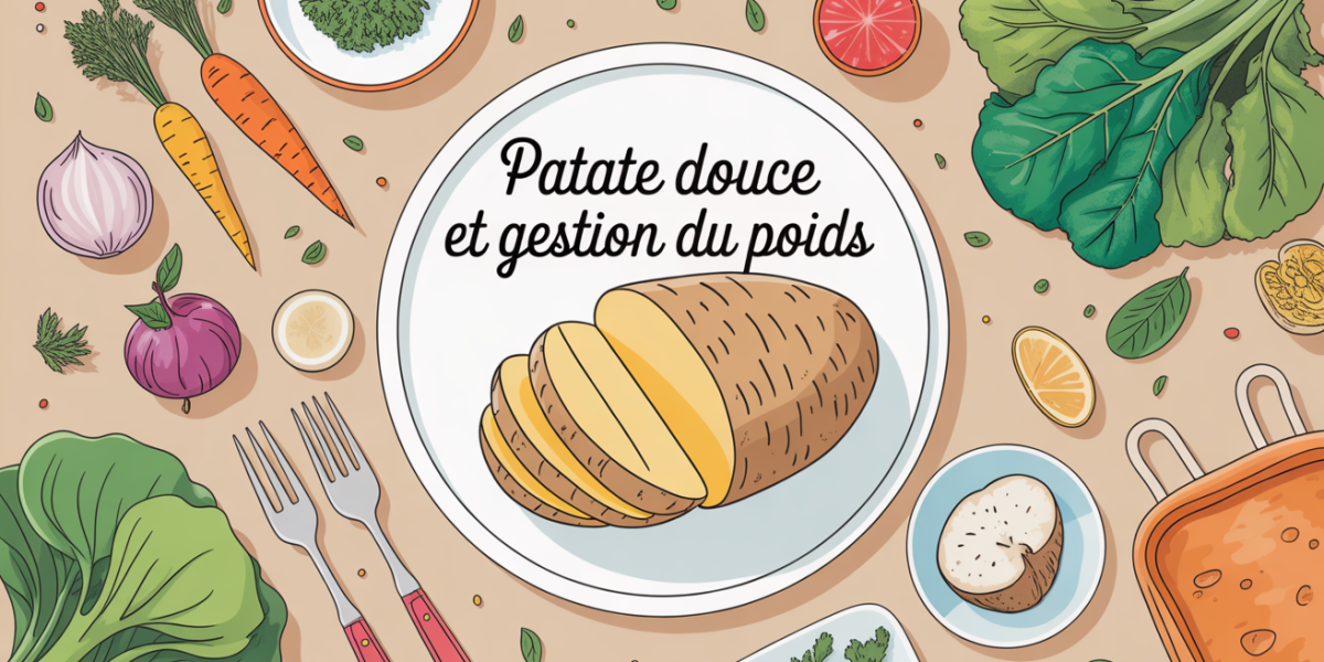 Assiette patate douce et légumes, gestion du poids