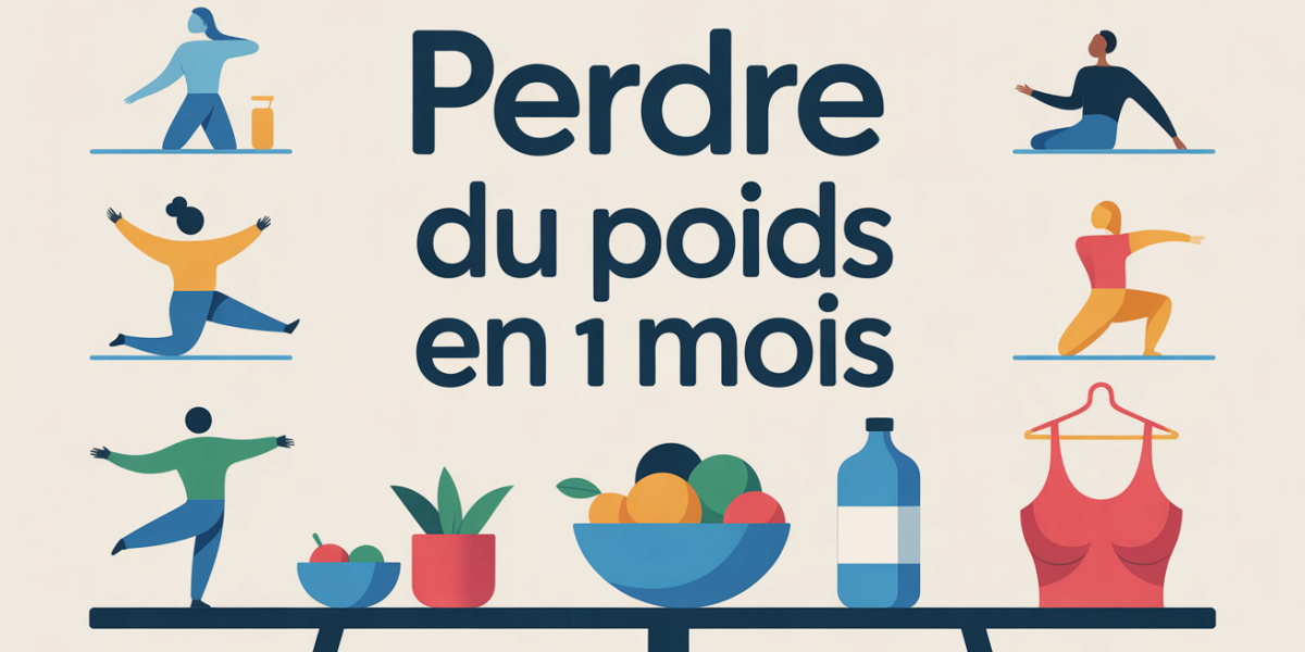 Illustration perdre du poids en 1 mois, balance et sport