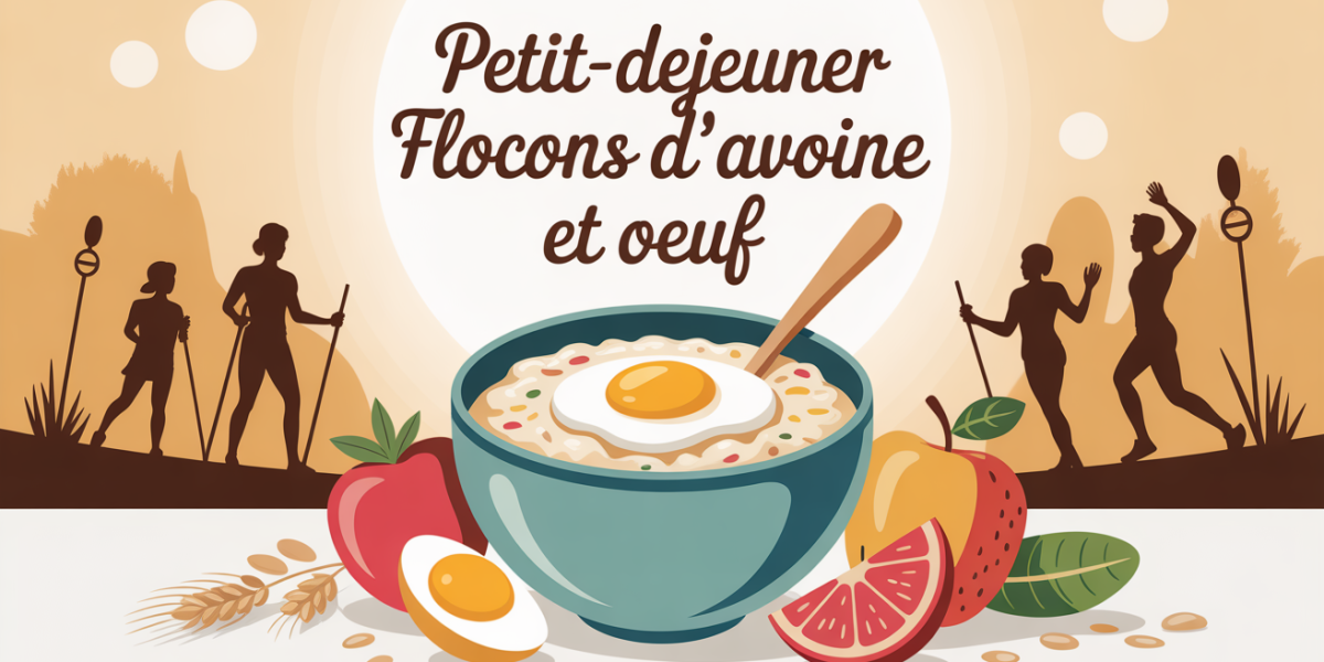 bol porridge flocons d avoine et oeuf, fruits et graines, sportif matin