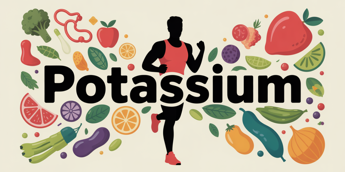 Sportif coach avec aliments riches en potassium
