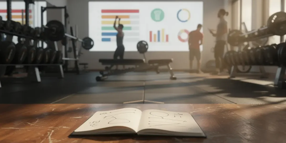Illustration progression musculation salle haltères carnet