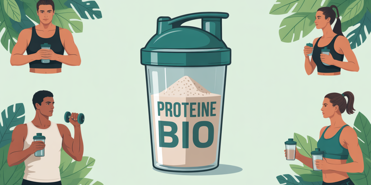 Proteine Bio poudre sportive fond clair