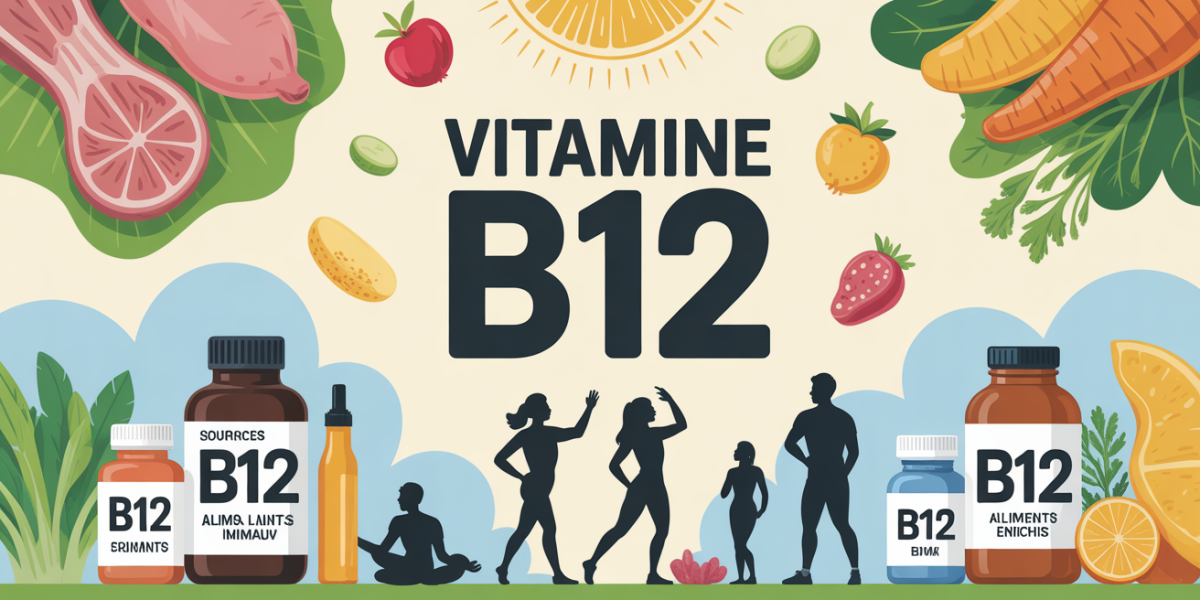illustration vitamine B12 énergie aliments animaux et suppléments