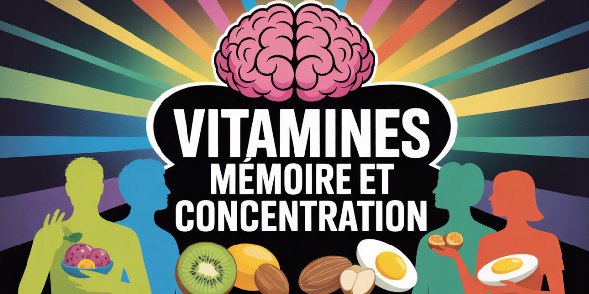 Cerveau lumineux avec aliments sources de vitamines pour memoire et concentration