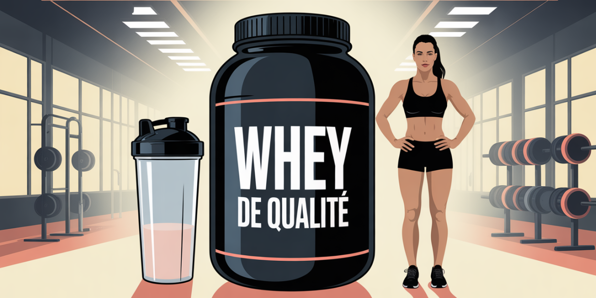 pot whey de qualite et shaker avec sportifs